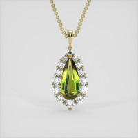 3.87 Ct. Yellowish Green Sapphire Pendant, 14K Yellow Gold 1