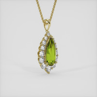 3.87 Ct. Yellowish Green Sapphire Pendant, 14K Yellow Gold 2