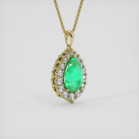 3.82 Ct. Emerald Pendant, 18K Yellow Gold 2