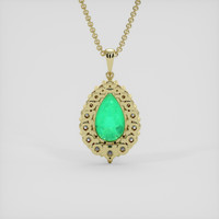 3.82 Ct. Emerald Pendant, 18K Yellow Gold 4
