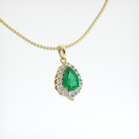 0.61 Ct. Emerald Pendant, 18K Yellow Gold 2