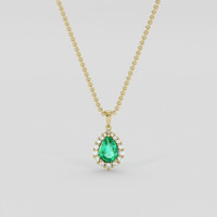 0.84 Ct. Emerald Pendant, 18K Yellow Gold 1