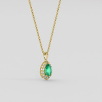 0.84 Ct. Emerald Pendant, 18K Yellow Gold 2