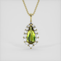 3.87 Ct. Yellowish Green Sapphire Pendant, 18K Yellow Gold 1