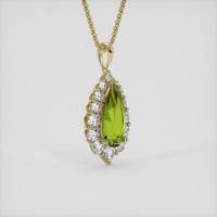 3.87 Ct. Yellowish Green Sapphire Pendant, 18K Yellow Gold 2