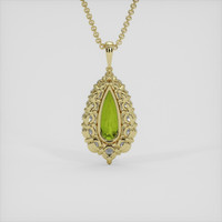 3.87 Ct. Yellowish Green Sapphire Pendant, 18K Yellow Gold 4