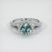 1.72 Ct. Bluish Green Sapphire Ring, Platinum 950 1