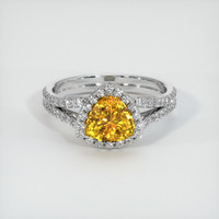 1.47 Ct. Orangish Yellow Sapphire Ring, Platinum 950 1