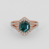 2.66 Ct. Bluish Green Sapphire Ring, 14K Rose Gold 1