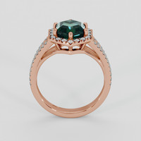 2.66 Ct. Bluish Green Sapphire Ring, 14K Rose Gold 3