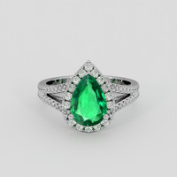 1.42 Ct. Emerald Ring, Silver 1