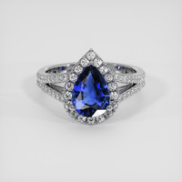 1.68 Ct. Blue Sapphire Ring, 14K White Gold 1