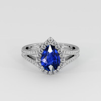 2.01 Ct. Blue Sapphire Ring, 14K White Gold 1