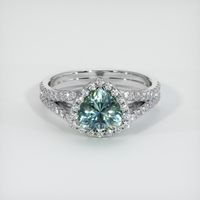 1.72 Ct. Bluish Green Sapphire Ring, 14K White Gold 1
