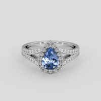 1.11 Ct. Blue Sapphire Ring, 18K White Gold 1