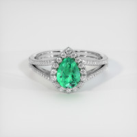 1.03 Ct. Emerald Ring, 18K White Gold 1