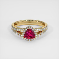 0.51 Ct. Pinkish Red Ruby Ring, 10K Yellow Gold 1