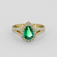 0.87 Ct. Emerald Ring, 18K Yellow Gold 1