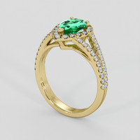 0.87 Ct. Emerald Ring, 18K Yellow Gold 2