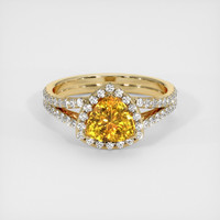 1.47 Ct. Orangish Yellow Sapphire Ring, 18K Yellow Gold 1