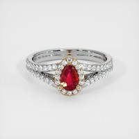 0.45 Ct. Ruby Ring, 14K Yellow & White 1