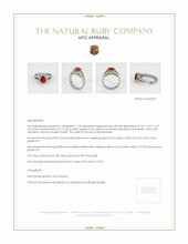 Ruby Ring 1.18 Ct., 18K Yellow White Appraisal
