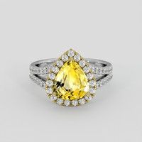 2.88 Ct. Yellow Sapphire Ring, 18K Yellow & White 1