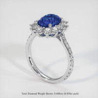 2.18 Ct. Blue Sapphire Ring, Platinum 950 2