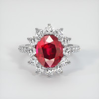 4.09 Ct. Ruby Ring, Platinum 950 1