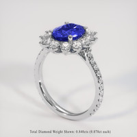 2.28 Ct. Blue Sapphire Ring, Platinum 950 2