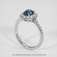 1.21 Ct. Greenish Blue Sapphire Ring, Platinum 950 2
