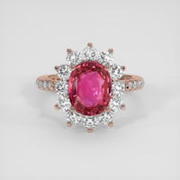 3.10 Ct. Reddish Pink Sapphire Ring, 14K Rose Gold 1