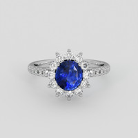 2.03 Ct. Blue Sapphire Ring, 10K White Gold 1