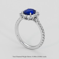 2.03 Ct. Blue Sapphire Ring, 10K White Gold 2