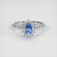 0.57 Ct. Blue Sapphire Ring, 10K White Gold 1