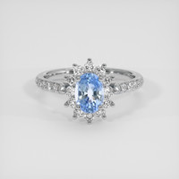 0.92 Ct. Blue Sapphire Ring, 14K White Gold 1