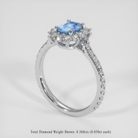0.92 Ct. Blue Sapphire Ring, 14K White Gold 2