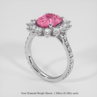 3.26 Ct. Pink Sapphire Ring, 14K White Gold 2