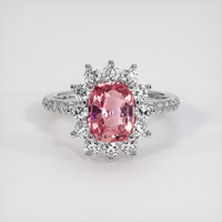 2.06 Ct. Padparadscha Sapphire Ring, 14K White Gold 1