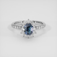 1.21 Ct. Greenish Blue Sapphire Ring, 14K White Gold 1