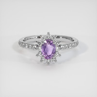 1.15 Ct. Purple Sapphire Ring, 18K White Gold 1