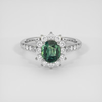 1.22 Ct. Green Sapphire Ring, 18K White Gold 1
