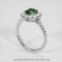 1.22 Ct. Green Sapphire Ring, 18K White Gold 2