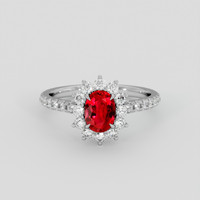 0.85 Ct. Ruby Ring, 18K White Gold 1