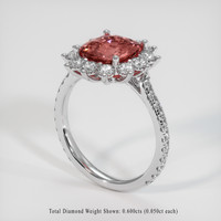 2.57 Ct. Padparadscha Sapphire Ring, 18K White Gold 2