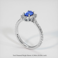 0.57 Ct. Blue Sapphire Ring, 18K White Gold 2