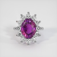 8.10 Ct. Pinkish Purple Sapphire Ring, 18K White Gold 1