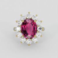 5.67 Ct. Purplish Pink Rhodolite Garnet Ring, 14K Yellow Gold 1