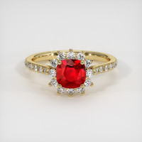 0.80 Ct. Ruby Ring, 14K Yellow Gold 1