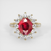 4.09 Ct. Ruby Ring, 18K Yellow Gold 1